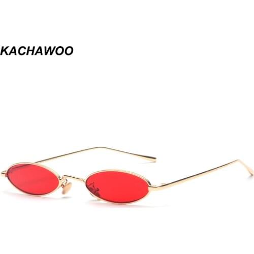 Kachawoo wholesale 6pcs vintage small frame sunglasses men oval metal frame gold red mens retro sun glasses for women 2018 uv400