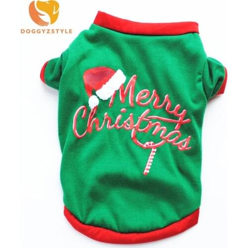 Green Christmas Dog T-shirt Summer Cotton Breathable Letters Pattern Pet Shirt Puppy Cat clothes For Small Dogs DOGGYZSTYLE