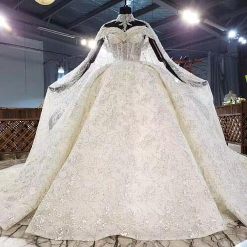 New Ball Gown Wedding Dress 2021 Elegant Long Sleeve Beading Lace Appliques Princess Cathedral Bridal Gown Vestido De Novia
