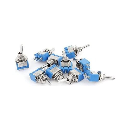 10pcs On/On SPDT 3 Terminals Mini Latching Toggle Switch AC 125V/6A 250V/3A