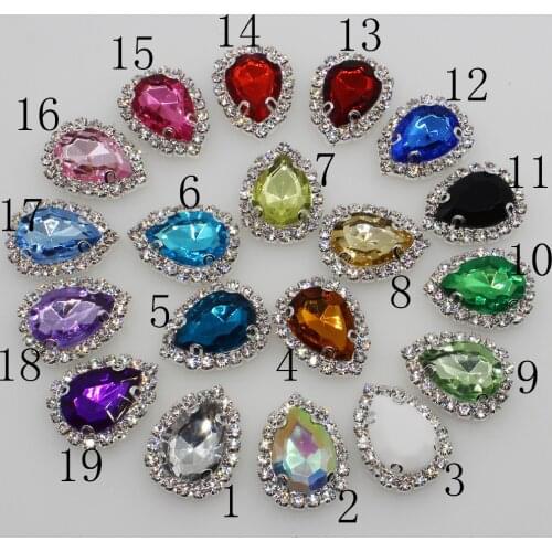 New 10pc 20*25mm Water Drop 4-Holes Silver Diamante Rhinestone Buttons Wedding Crafts Decorate DIY Sewing Clothing Accessories