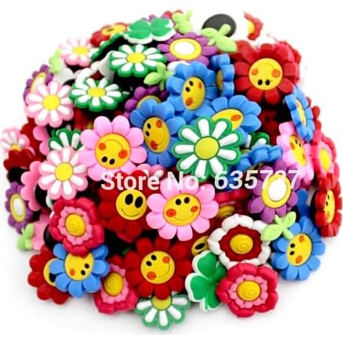100pcs/lot Small Flower 2 PVC shoe charms ,shoe accessories, shoe decoration fit Clog for children gift
