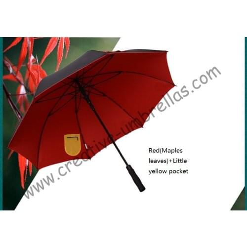 210T pongeee visible double layers fabric golf umbrellas.fiberglass,auto open,anti static,anti-thunder,inner pocket inside panel