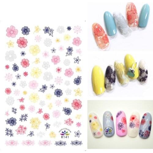 3D Stickers for Nails Self-adhesive Design Color Fashion Flowers Girl Nail Art Decorations Stickers for Manicure Accessories