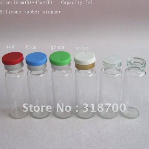 5ml clear essence oil glass bottle with silicone rubber stopper & flip cap, 2ml,3ml till 30ml is available