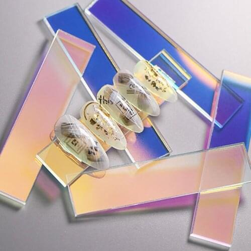 5Pcs Transparent Acrylic Rectangle Nail Art Display Stand DIY Nail Practice Nail Art Design Showing Holder Card Manicure Tools