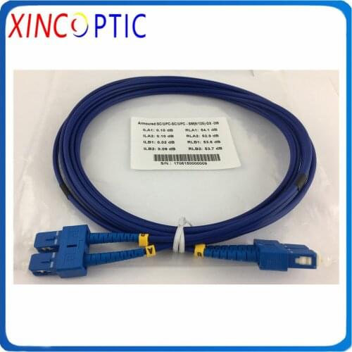 5Mts LC/UPC-SC//ST/FC/LCUPC SM(9/125),DX,Dia:3.0mm,5M,PVC,Blue,Armored Dual-core Duplex Fiber Optic Patch Cord Connector Jumper