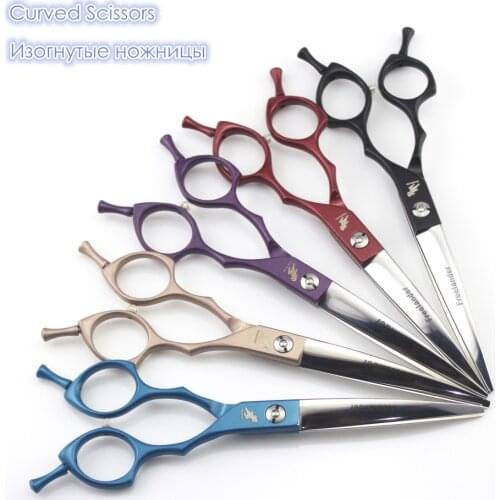 6.5 inch Curved & Straight Hair Cutting Scissors Professional Pet Grooming Scissors Dog Shears High Quality Groomer Haircut Tool