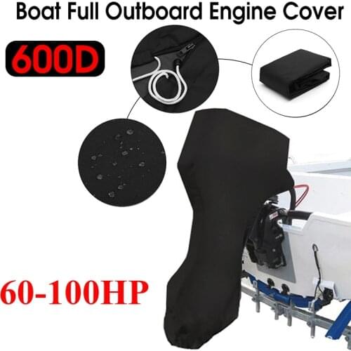 600D Boat Full Motor Cover 60-100 HP Waterproof Outboard Engine Protector for Boat Motors