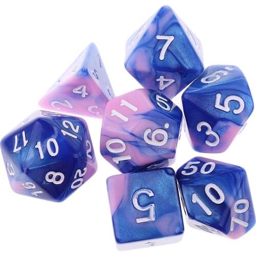7X Polyhedral Dice D12 D10 D8 D6 D4 16mm For Dice Game