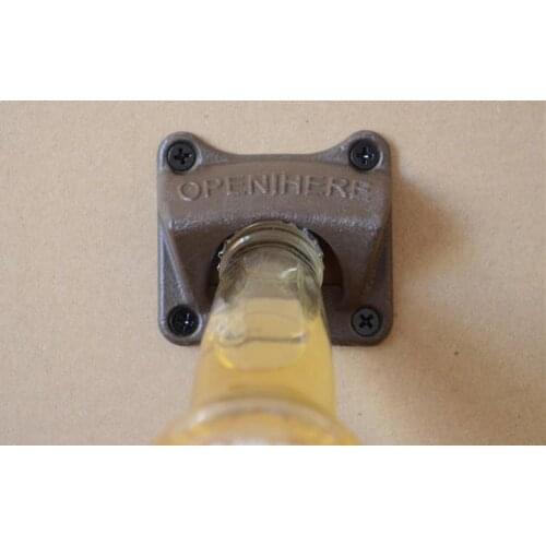 Free Shipping 100pcs Wall Bottle Opener Wine Beer Wall-mounted Opener Mount Cast Iron Cafe Bar Open Here Tools SN1663