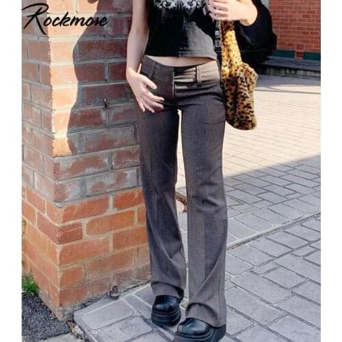 Rockmore Elegant Flare Pants Women Wide Leg Suit Pants Streetwear High Waist Trousers Casual Harajuku Ladies Bottom Fashion 2021