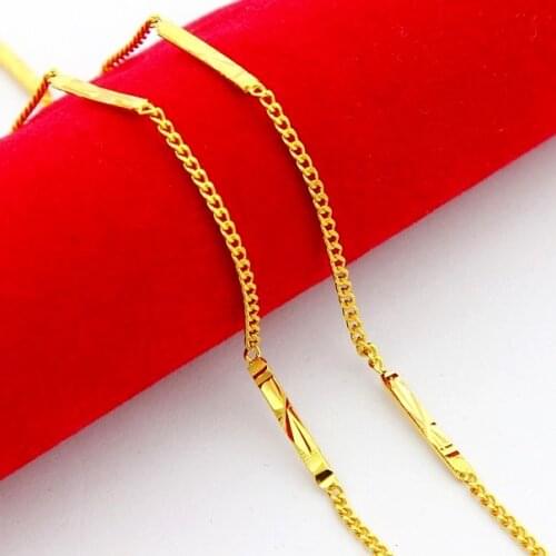 Wholesale 24-K Pure gold Chains 2mm Width Link Chain Necklace for Men Women Fashion Jewelry Accessories female necklace