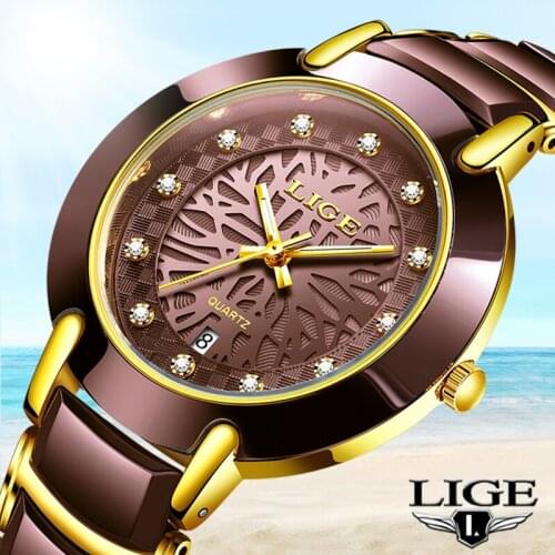 2020 LIGE Mens Watches Top Brand Luxury Ladies Quartz Clocks Waterproof Wristwatch Fashion Women Watch Men Ceramic Watch Lovers