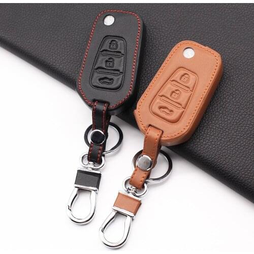 99% Praise Genuine Leather Car Key Case Cover Shell For LiFan X60 3 buttons folding protect shell Car Accessories