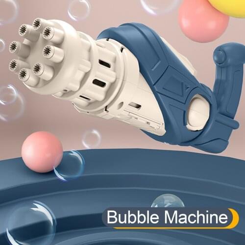 Children Gatling Bubble Gun Toys Summer Automatic Soap Water Automatic Bubble Machine Eight-hole 2-in-1 Electric Bubble Maker
