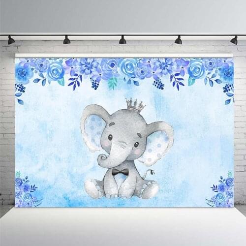 Photography Background Baby Shower Elephant Decorations Floral Boy Birthday Party Backdrop Photocall Photo Prop