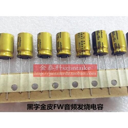 2020 hot sale 10pcs/30pcs Imported nichicon audio for capacitor 16V1000UF 10X16 FW gold color 85 degrees free shipping