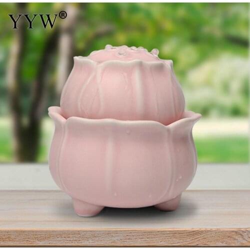 Fountain Water Decoration Ceramic Pink And Blue Lucky For Living Room Or Office Desktop Ornaments Flower Shape Creative Gift
