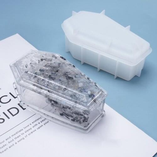 DIY Halloween Coffin Storage Box Mirror Silicone Mould Crafts Decoration Jewelry Case Making Crystal Epoxy Resin Mold