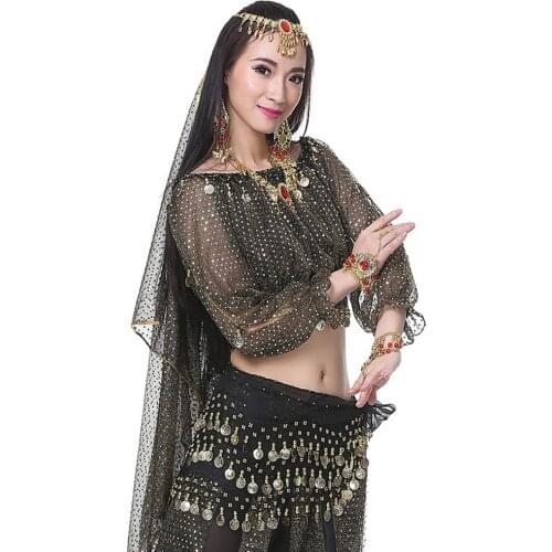 New Arrival indian dancing Costume with sequins Tops+Pants 2pcs sexy belly dance Suits sequins dress Clothes 13 colors available