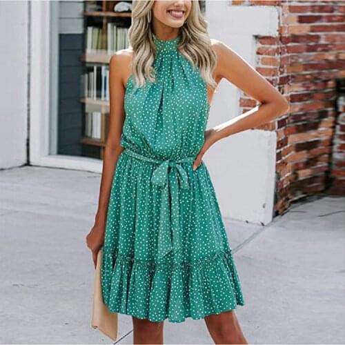 Summer Dress Womens Clothing 2021 Floral Print Halter Ruffle Bandage Dresses For Woman Beach Sundress Female Vestido Femme Robe