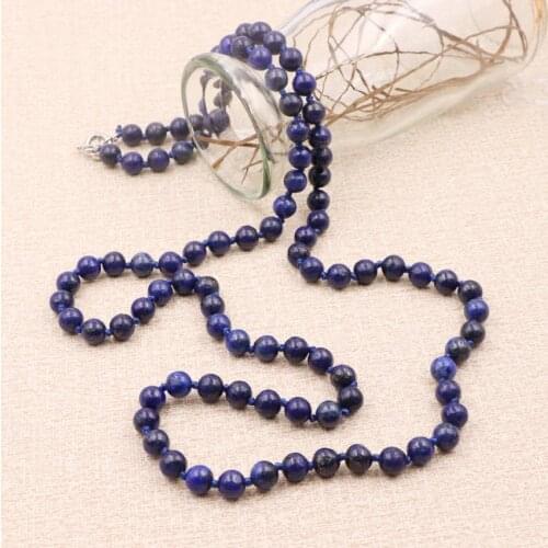 Fashion Long Chain Necklace Jewelry for Women Natural Stone Lapis lazuli Femme Ladies Party Statement Chains Necklaces 36" A960