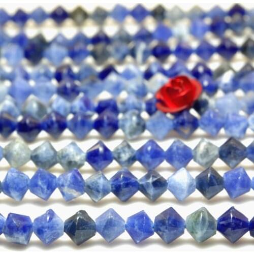 Natural Blue Sodalite Faceted Disc Rondelle Loose Beads Wholesale Gemstone Semi Precious Stone Bracelet Necklace Diy Jewelry 15"