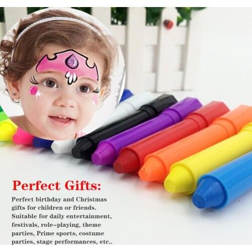 New 12 Color Childrens Face Paint Set Non-Toxic Crayon Make-Up Supplies For Parties Halloween Carnival Fancy Dress