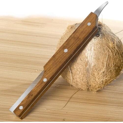 Coconut Knife Fruit Opener Double-ended Cutter Wooden Handle Coconut Opener Kitchen Gadget Tool