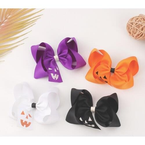 Oaoleer 5 Inch Halloween Hair Bows Hairpins Clips Kids Grosgrain Ribbon Bows Barrettes Girl Hairclip Boutique Hairpins Headwear