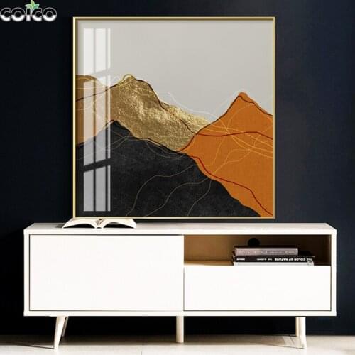 Orange Gold Black Mountain Abstract Canvas Picture Wall Living Room Posters Modern Aesthetic Home Decor Art Print Painting Frame
