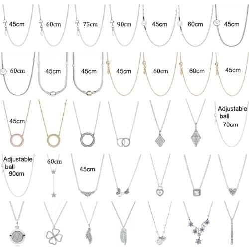 PDX Xl 01 100% 925 Sterling Silver Silver Chain Necklace (adjustable) Basic Charm Necklace with Logo Necklace for Woman