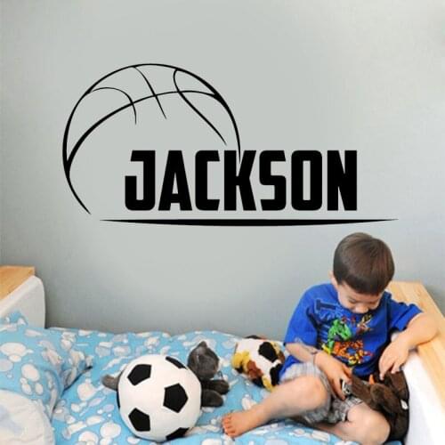 Personalized Boys Name Basketball Wall Stickers Vinyl Home Decor Kids Room Boys Bedroom Wall Decals Custom Name Nurser M372