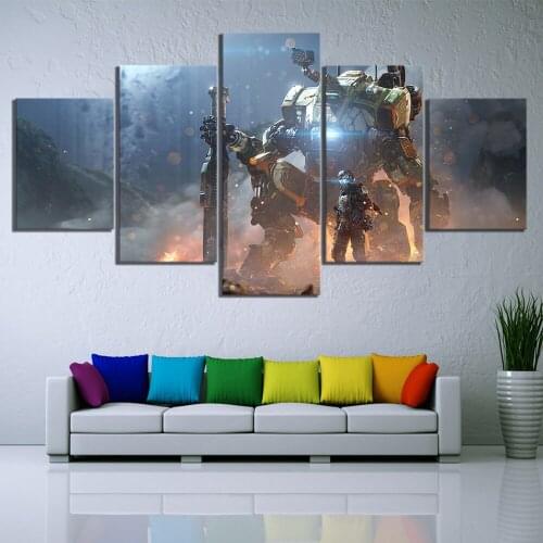5 Piece HD Picture Titanfall 2 Video Game Poster Paintings Combat Robot Fantasy Art Canvas Paintings Wall Art for Home Decor
