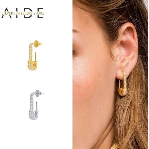 AIDE Punk 1 Pc Pin 925 Sterling Silver Stud Earrings For Women Fashion INS Zircon Pins Piercing Earings Fine Jewelry kolczyki