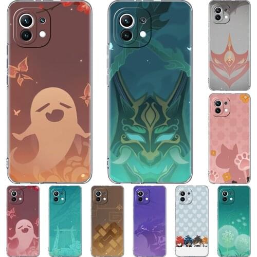 Clear Case for Xiaomi Mi Poco X3 NFC M3 11 10T Lite Phone Soft Cover Note 10 Pro 9T Transparent Celular Capa Genshin Impact Icon