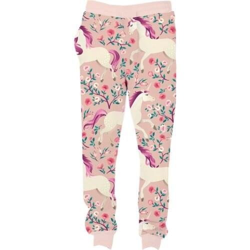 REAL American US SIZE Floral Unicorn 3D Sublimation Print String Jogger Sweat Pants