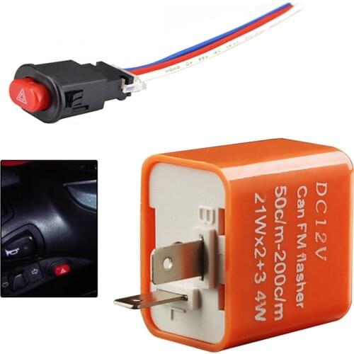 12V 2 Pin Adjustable Frequency LED Flasher Relay Light Double Signal Switch Motorcycle Waterproof Universal Two-pin Flash#297003