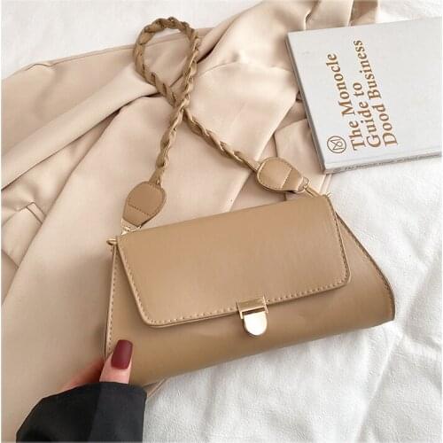 Fashion Messenger Bags for Women 2021 PU Leather Small Square Flap Solid Color Casual Travel Shoulder Crossbody Bags