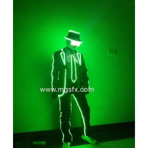 Michael Jackson LED Costume for men light up dance Suits glowing dance performance show party dress