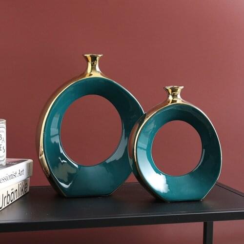 Creativity Ceramics Golden Cutout Vase Handicrafts Vase Flower Arrangement Hydroponics Modern Home Desktop Decoration