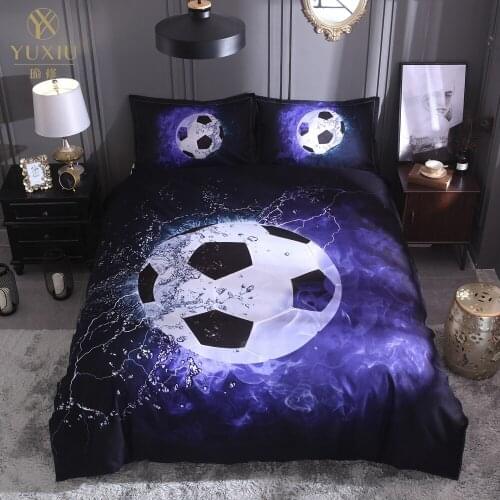 YuXiu Classic 3D Bedding Set Duvet Quilt Cover Sets Basketball Football balls Black Bed Linen Full Queen King Single Twin Covers