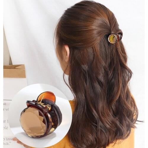 CHIMERA Small Hair Clips Crab Round Retro Mini Hair Claw Pins Acrylic Clamp Fashion Accessories for Women Bling Crystal Barrette