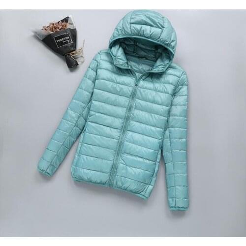 2021 Autumn Winter Down Jacket Women Casual Hooded Ultra Light Parka Coat Portable Outwear Windproof White Duck Down Coat 5XL