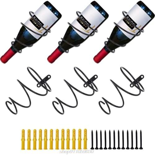 1/3/5 Pcs/set Metal Wall Mounted Wine Racks Red Wine Bottle Display Holder Screw Hollow Hanging Wine Rack J02 21 Dropship