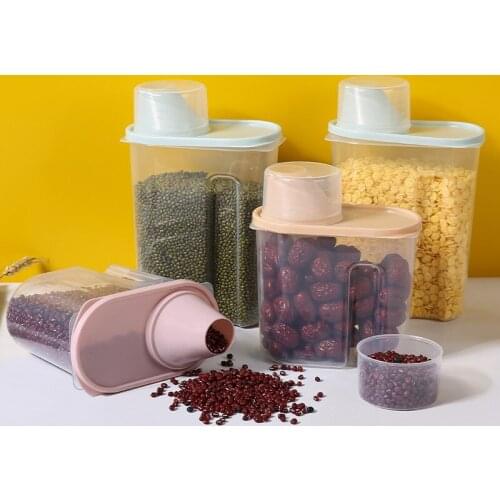 1.9/2.5L Kitchen Grains Storage Tanks Large Transparent Plastic Multigrain Sugar Container Plastic Dry Goods Sealed Cans