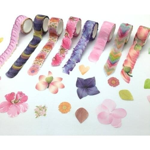 1 Roll 200pcs Petal Washi Tape Random Style DIY Gift Wrapper Scrapbook Notepad Sticker Masking Decorative Diary