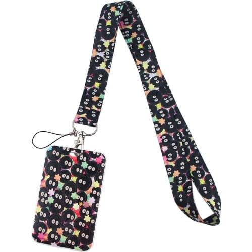 1pcs ZF2646 Anime Briquettes Lanyard Card Holder Student Hanging Neck Mobile Phone Lanyard Badge Subway Access Card Holder