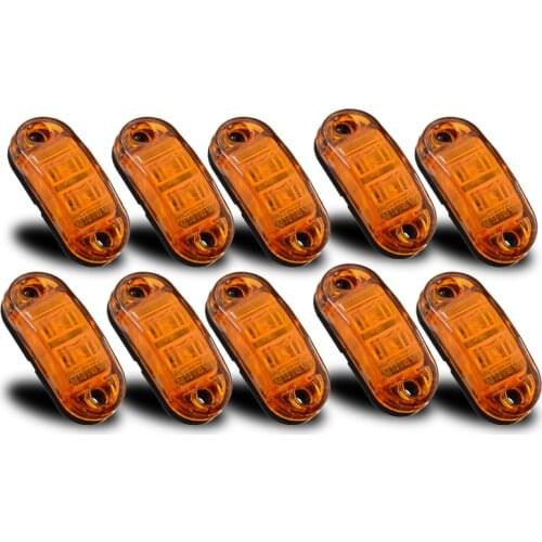 10Pcs/set 10V 30V 2LED Car Side Marker Tail Light Trailer Truck Side Marker Light Clearance Lamp Amber Color